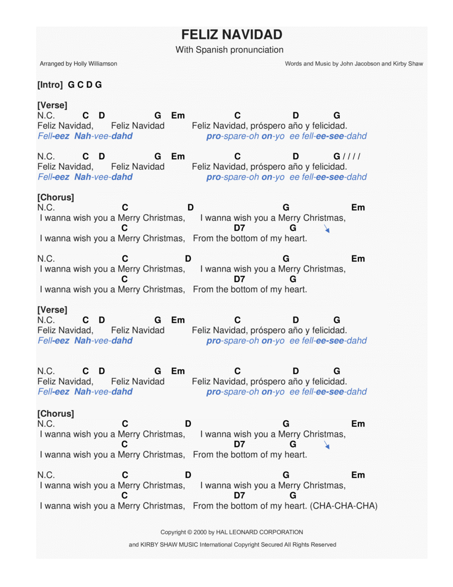 Feliz Navidad Ukulele scores gallery preview page 1