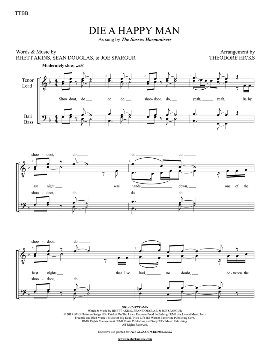 Die A Happy Man Die A Happy Man TTBB scores gallery preview page 2