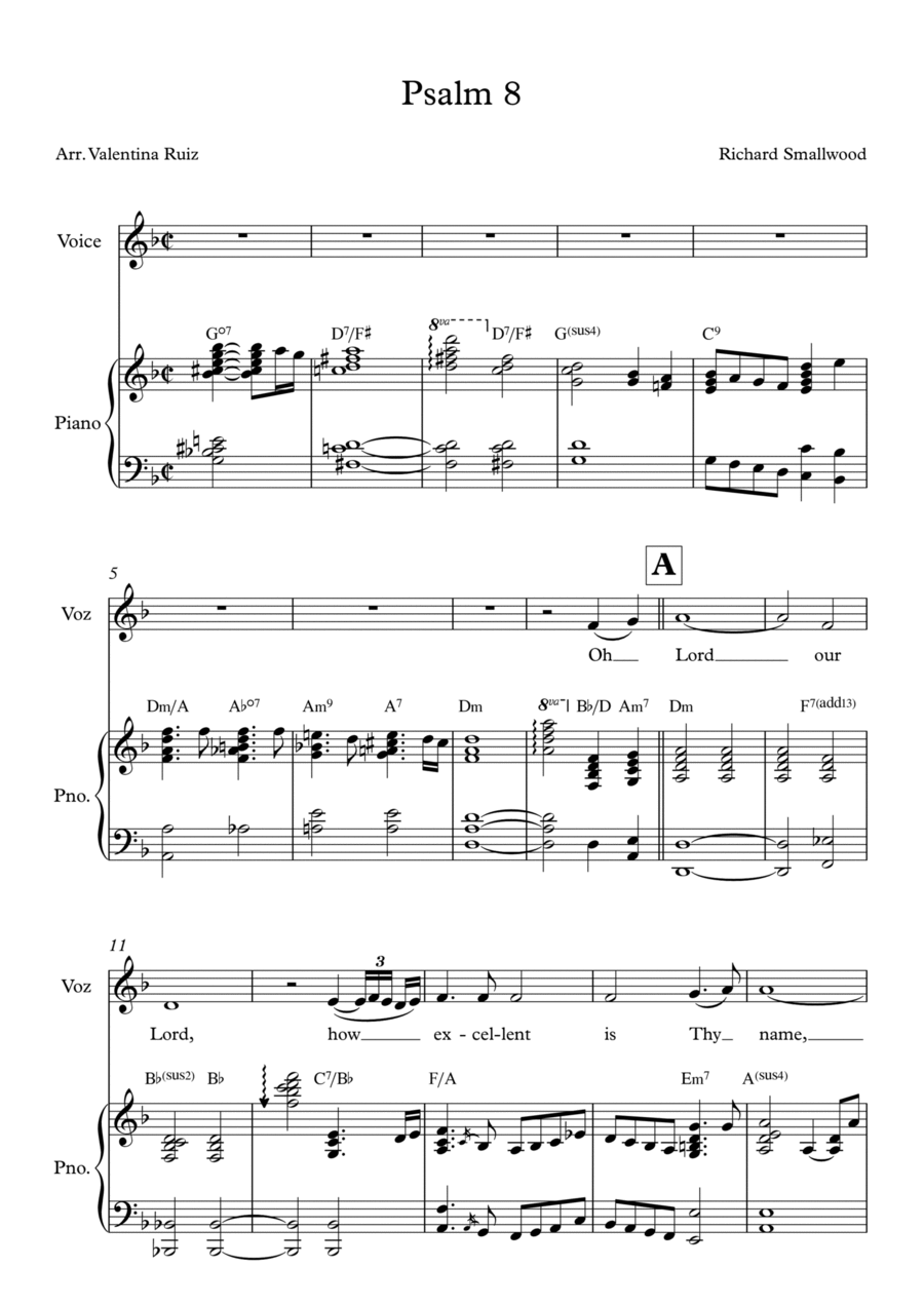 Psalm 8 Piano, Vocal, Guitar scores gallery preview page 1