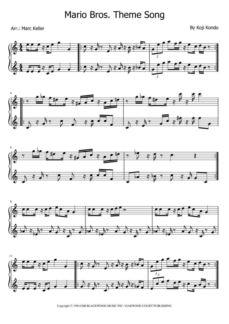 Super Mario Bros Theme String Duet scores gallery preview page 1