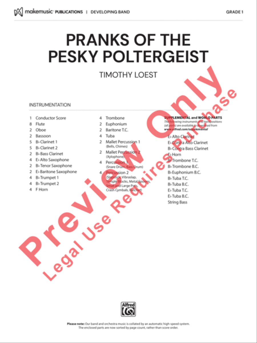 Pranks of the Pesky Poltergeist Concert Band scores gallery preview page 2