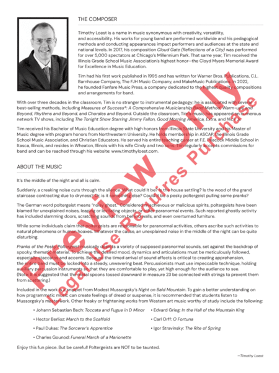 Pranks of the Pesky Poltergeist Concert Band scores gallery preview page 3