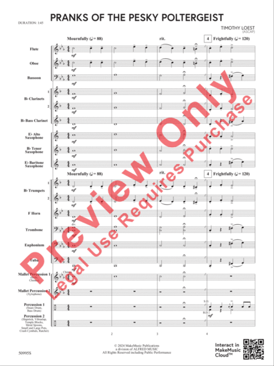Pranks of the Pesky Poltergeist Concert Band scores gallery preview page 4