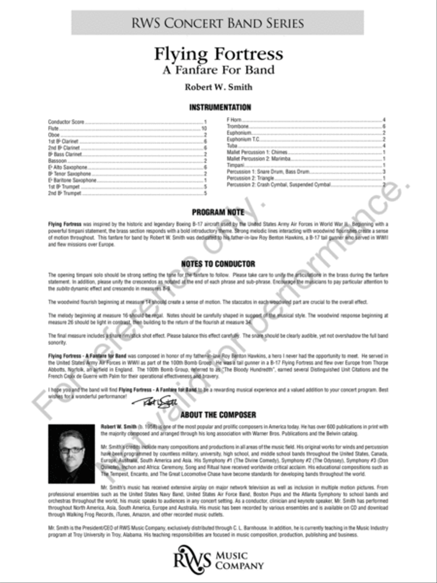Flying Fortress Flying Fortress Concert Band scores gallery preview page 3