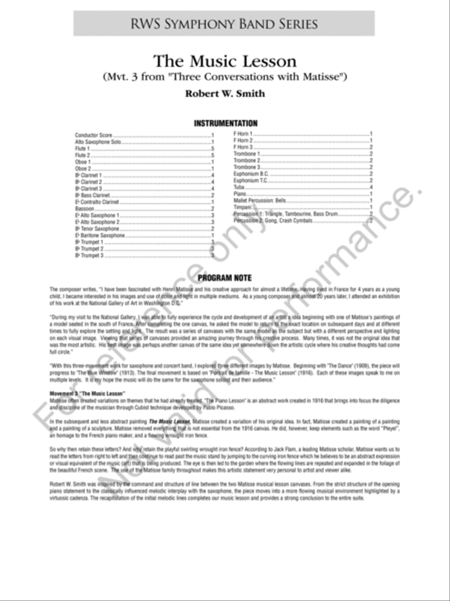 The Music Lesson The Music Lesson Concert Band scores gallery preview page 3