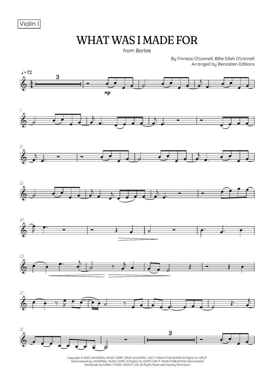 What Was I Made For? String Orchestra scores gallery preview page 6