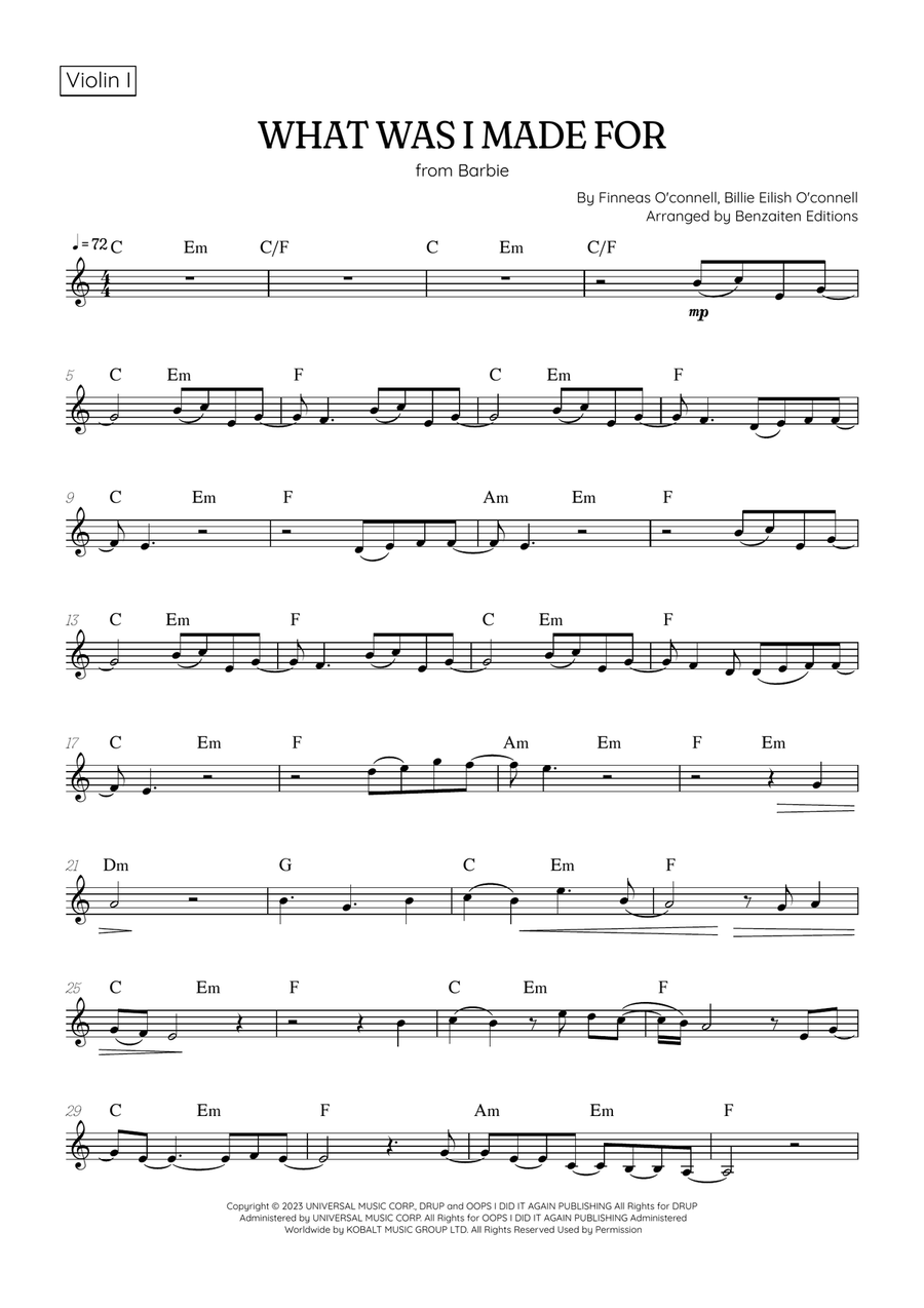 What Was I Made For? String Orchestra scores gallery preview page 6