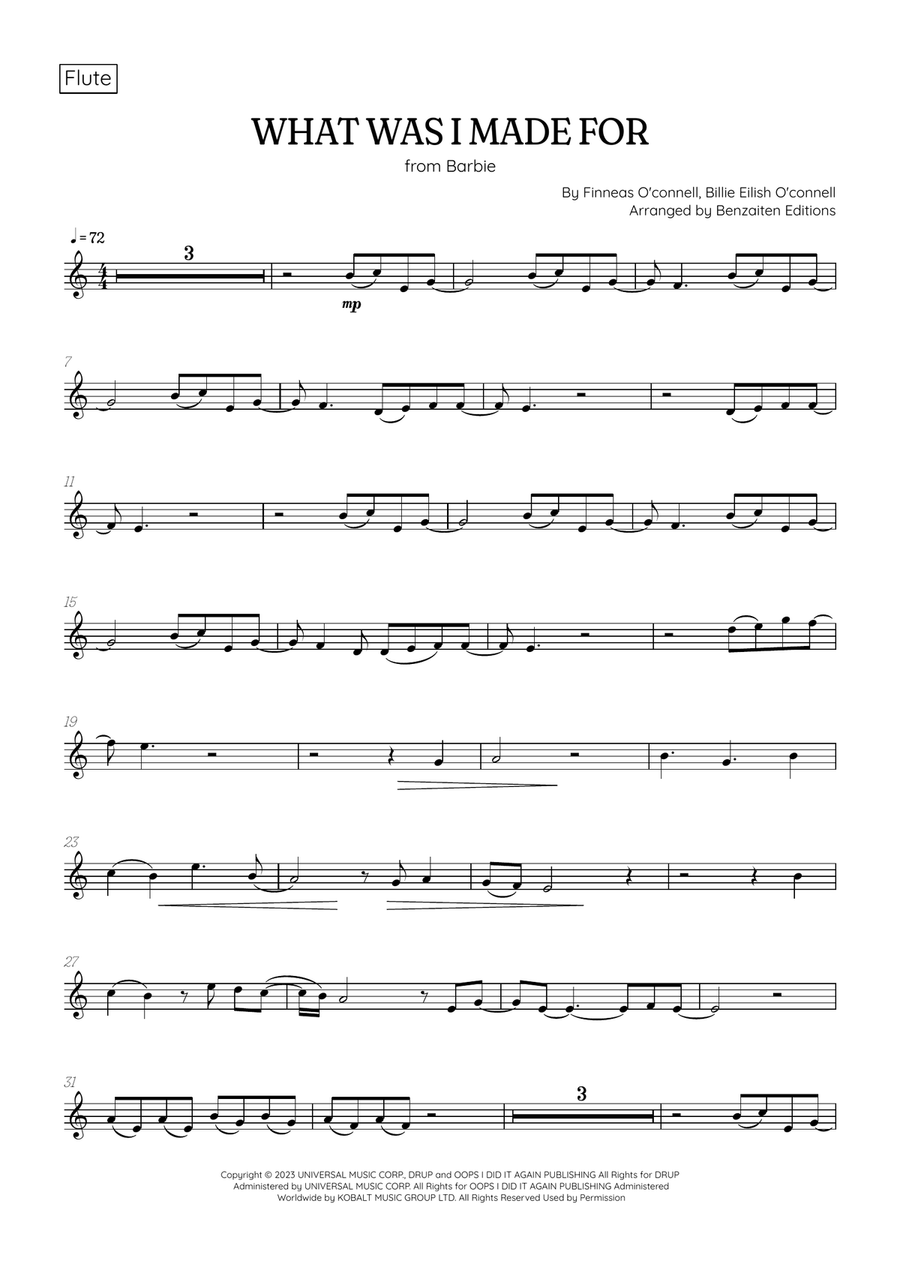 What Was I Made For? Woodwind Quintet scores gallery preview page 5