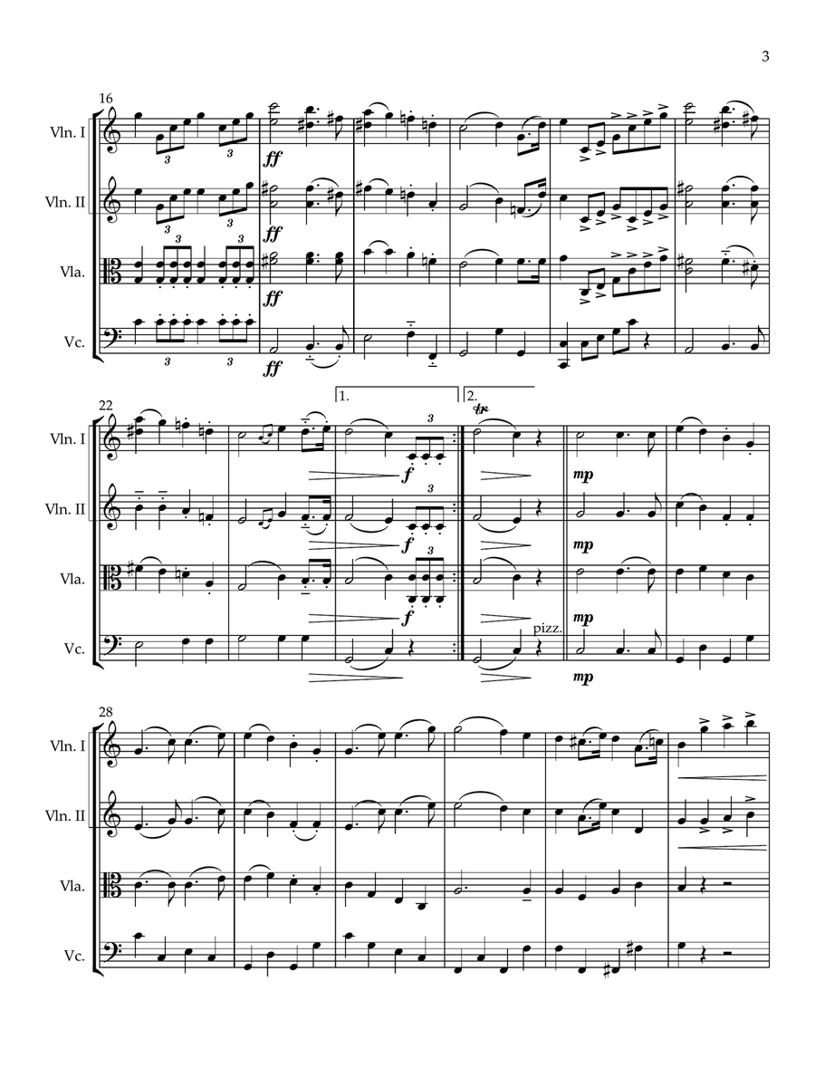 Wedding March for String Quartet String Quartet scores gallery preview page 3