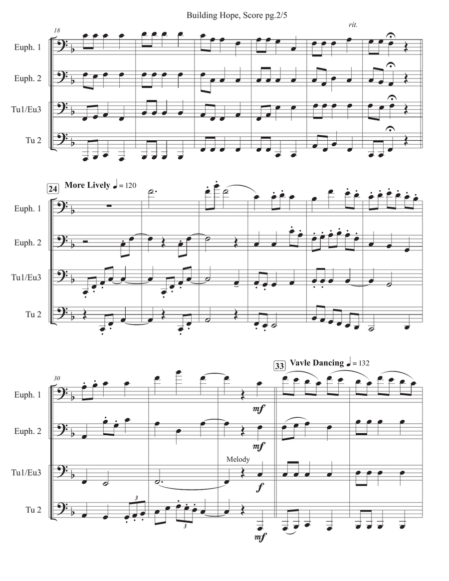 Building Hope, for Tuba Quartet Brass Quartet scores gallery preview page 3