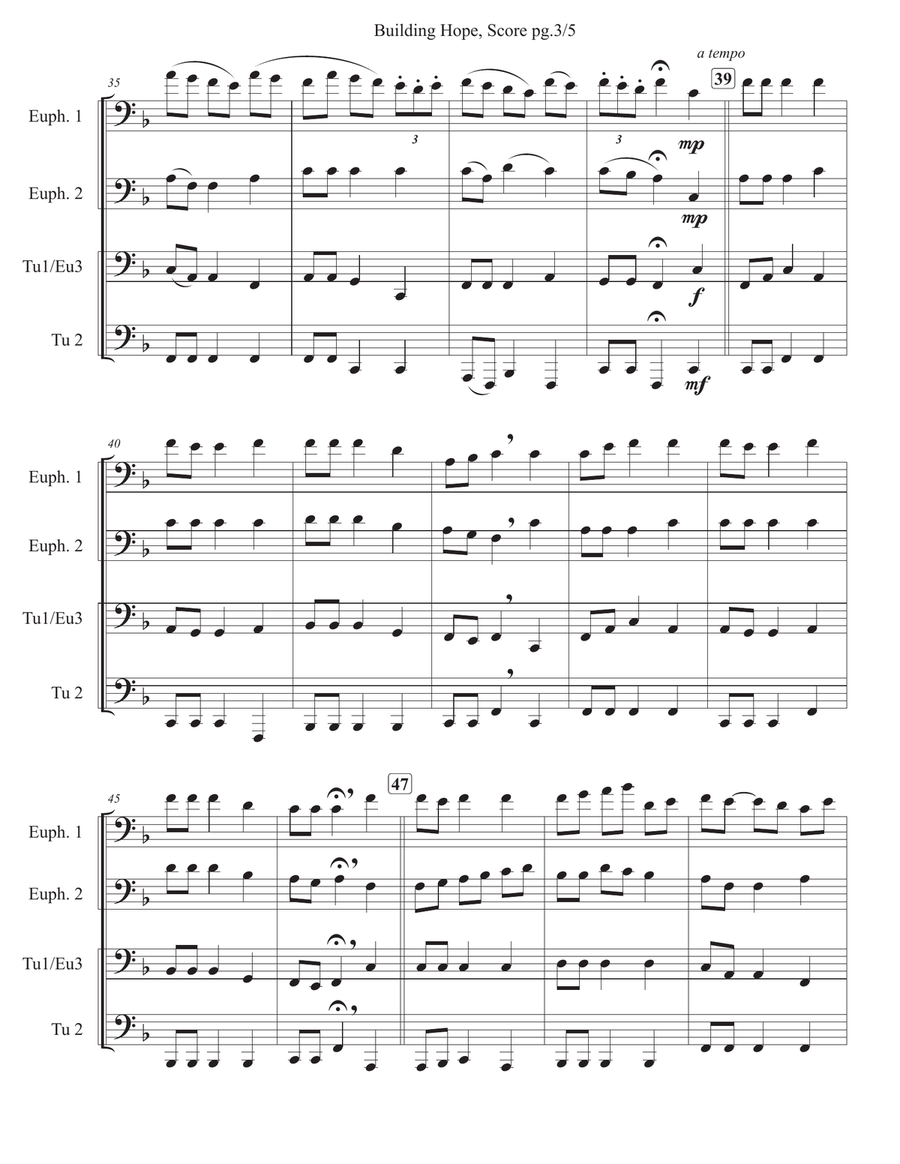 Building Hope, for Tuba Quartet Brass Quartet scores gallery preview page 4