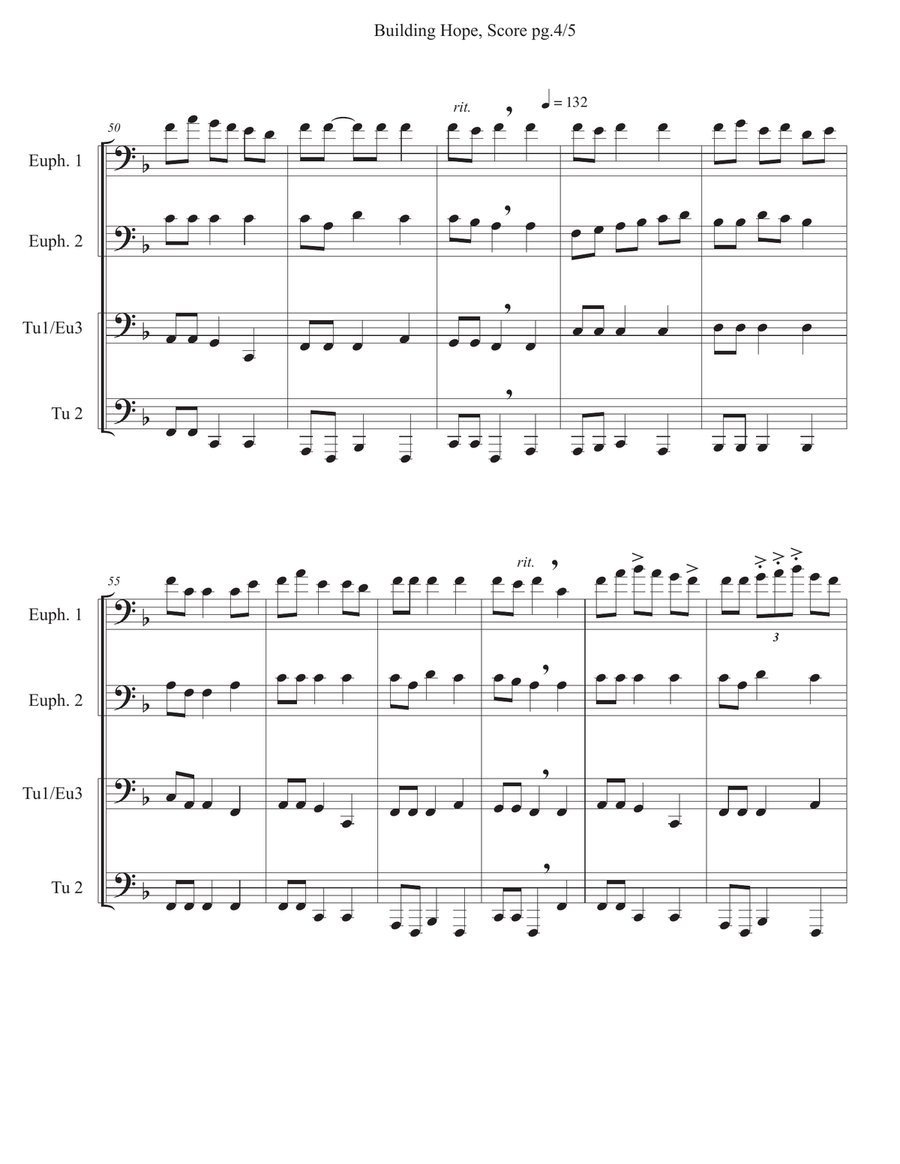 Building Hope, for Tuba Quartet Brass Quartet scores gallery preview page 5