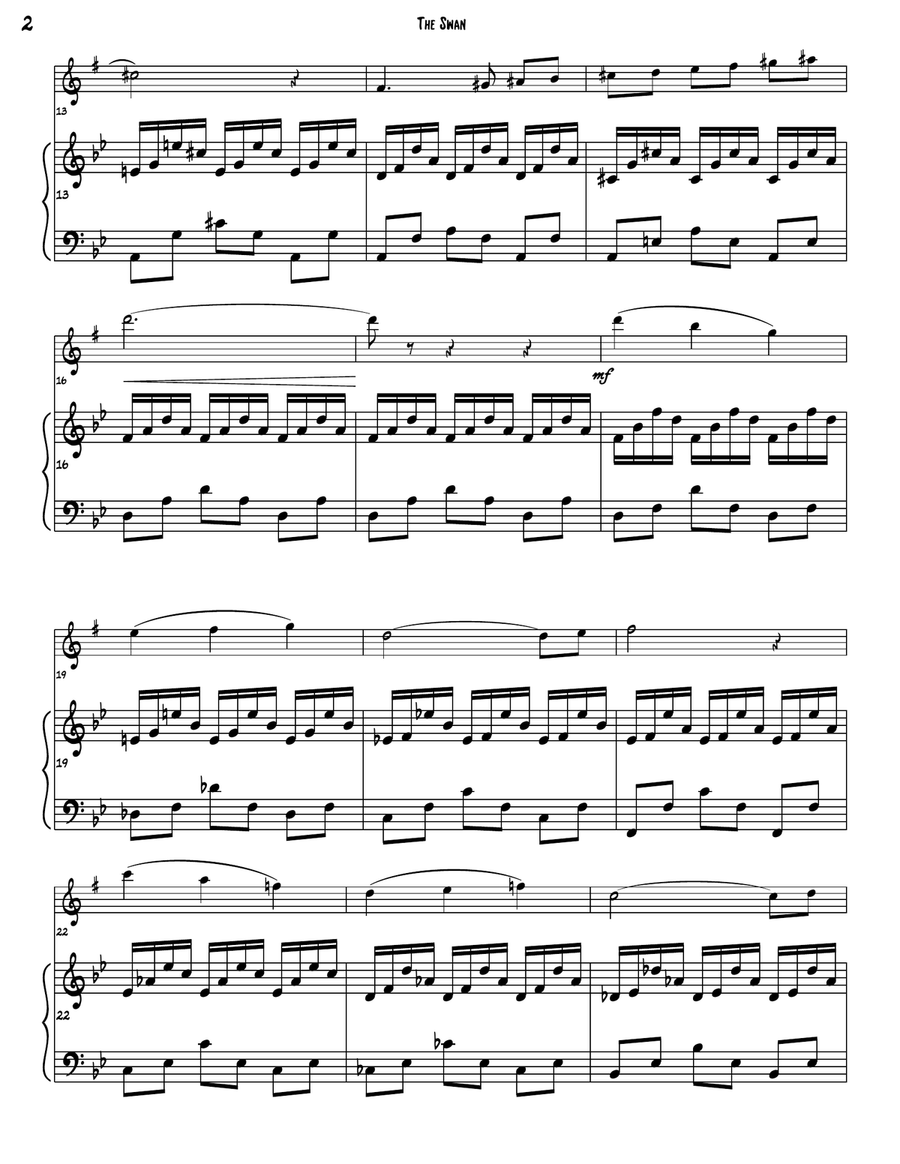 'The Swan' from Carnival of the Animals Alto Saxophone scores gallery preview page 4