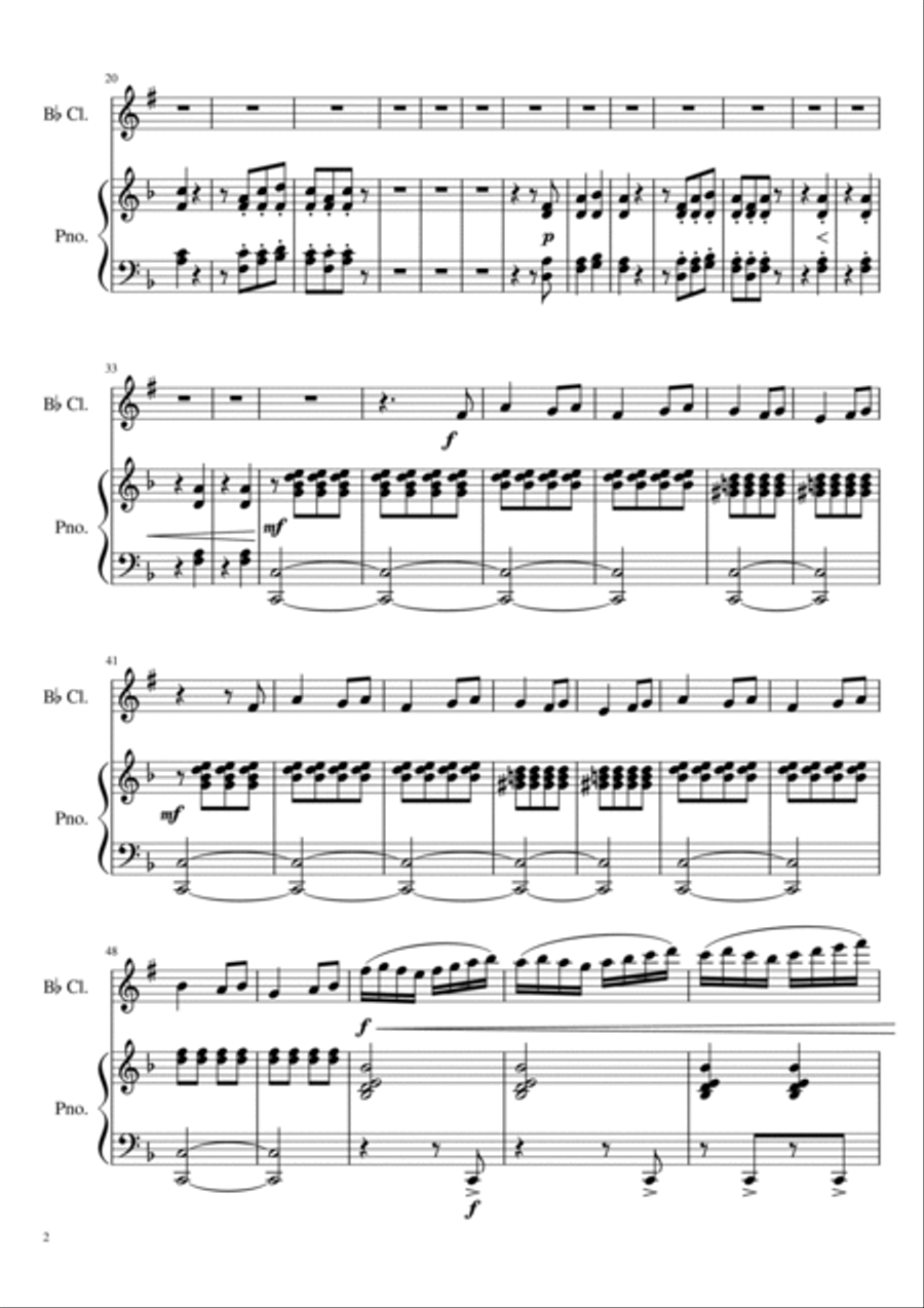 Symphony No. 2 in A Major - Final Movement B-Flat Clarinet scores gallery preview page 2
