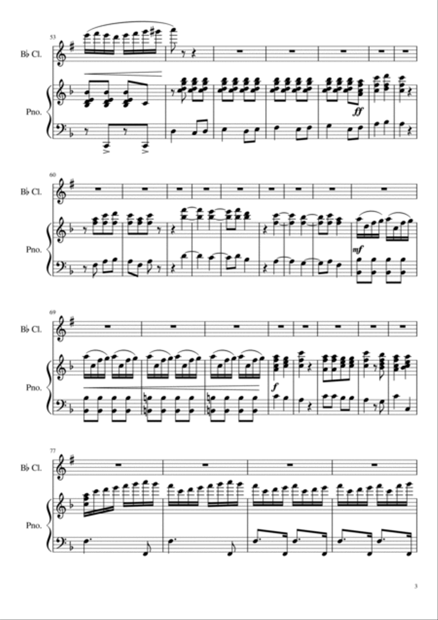 Symphony No. 2 in A Major - Final Movement B-Flat Clarinet scores gallery preview page 3