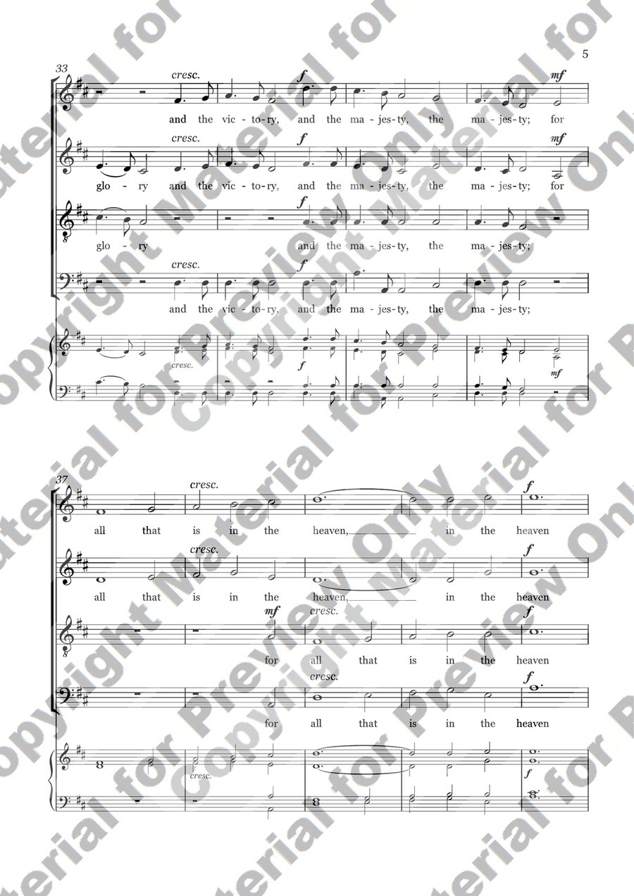 Thine, o lord, is the greatness by James Kent In D Major 4-Part scores gallery preview page 3