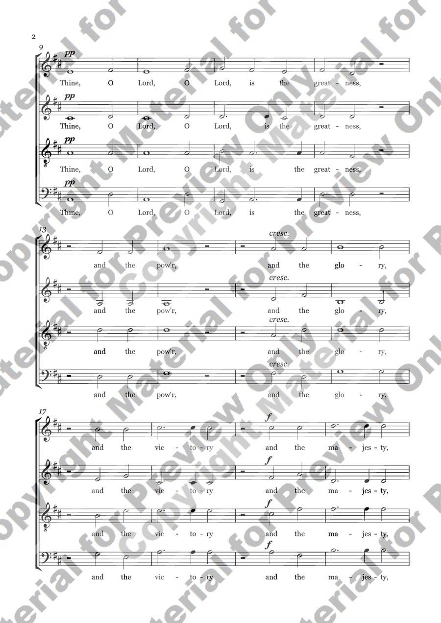 Thine, o lord, is the greatness by James Kent In D Major 4-Part scores gallery preview page 5