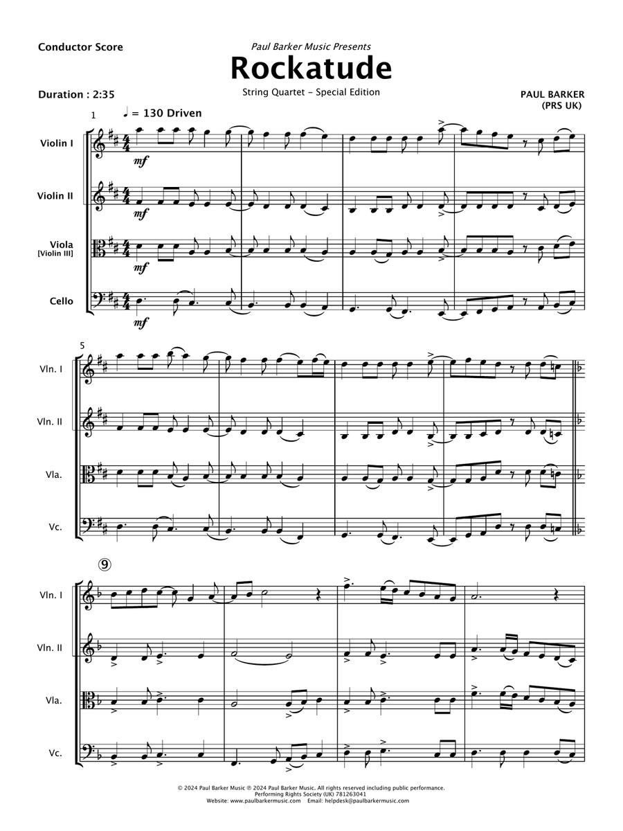Rockatude (String Quartet) String Quartet scores gallery preview page 3