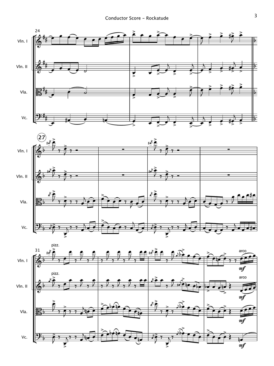 Rockatude (String Quartet) String Quartet scores gallery preview page 5