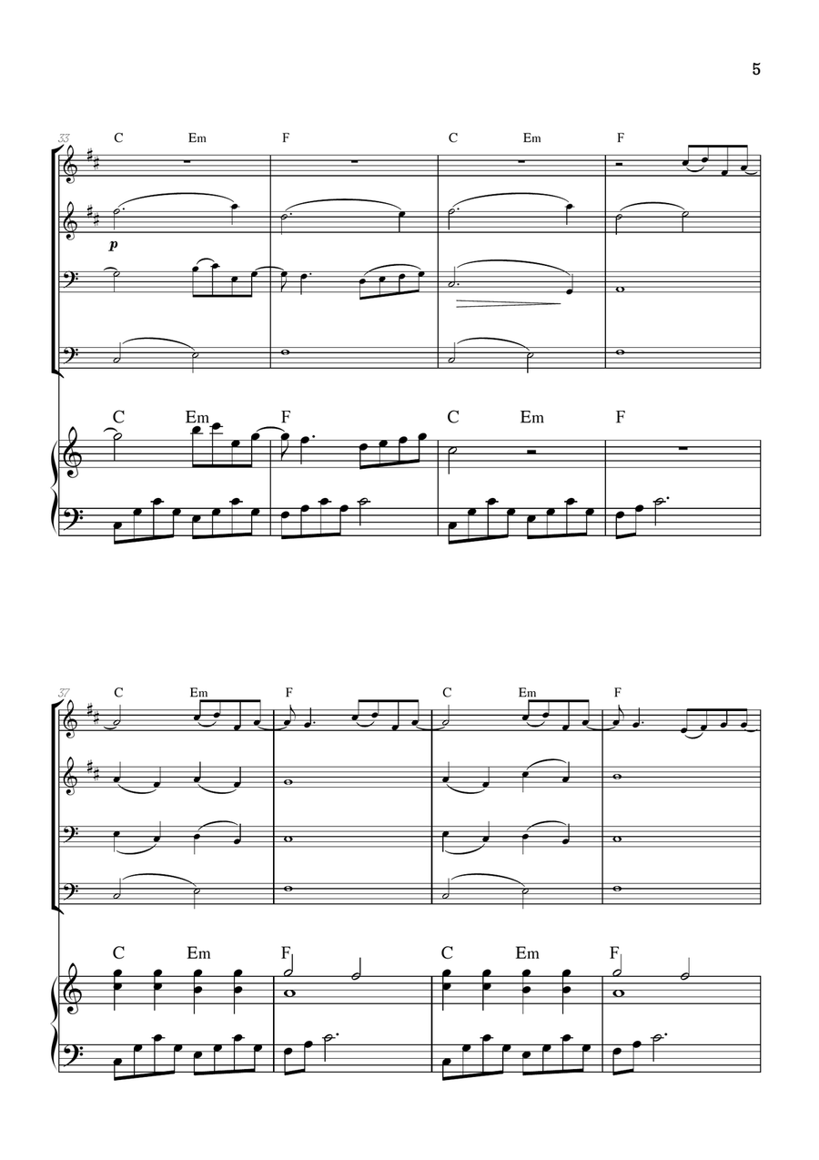 What Was I Made For? Brass Quartet scores gallery preview page 5