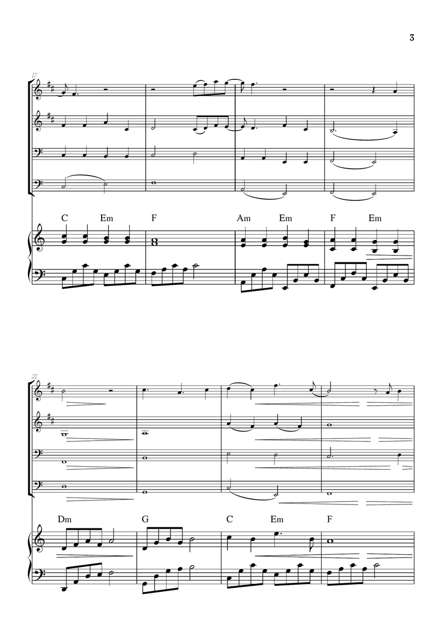 What Was I Made For? Brass Quartet scores gallery preview page 3