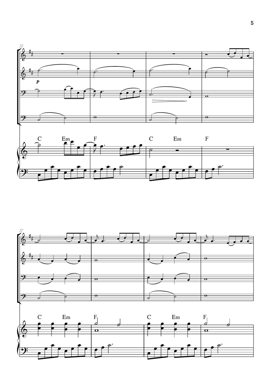 What Was I Made For? Brass Quartet scores gallery preview page 5