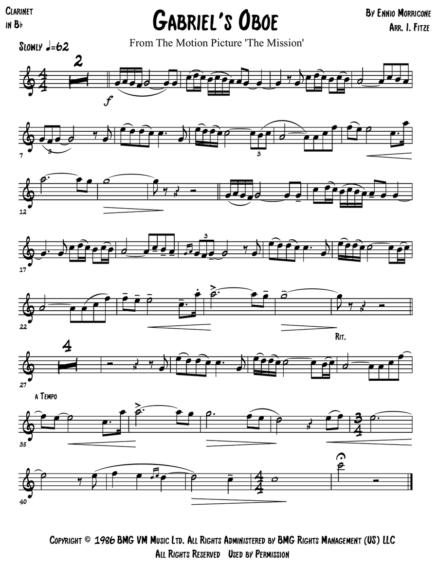 Gabriel's Oboe Gabriel's Oboe Clarinet Solo scores gallery preview page 2