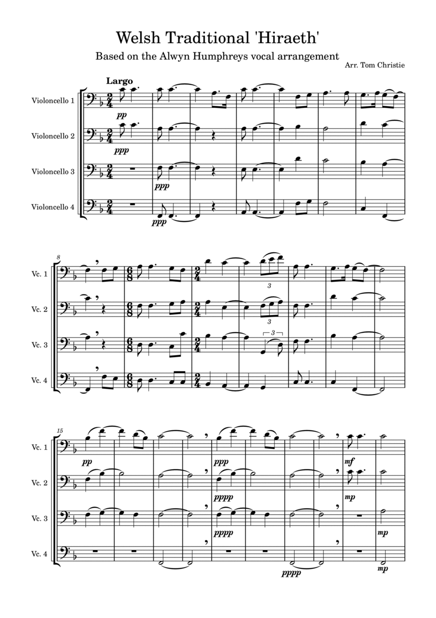 Hiraeth - Score Only String Quartet scores gallery preview page 1