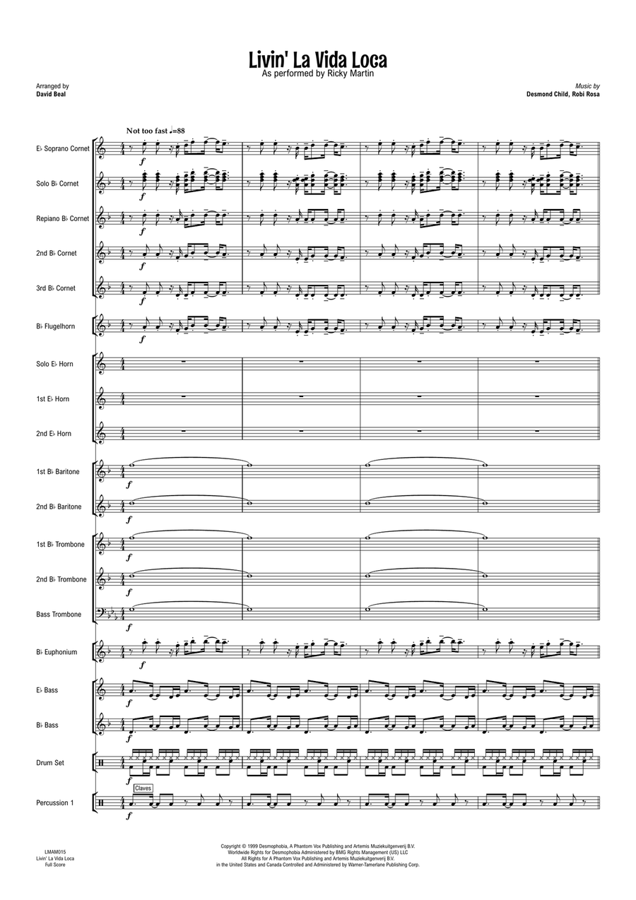 Livin' La Vida Loca Brass Band scores gallery preview page 2