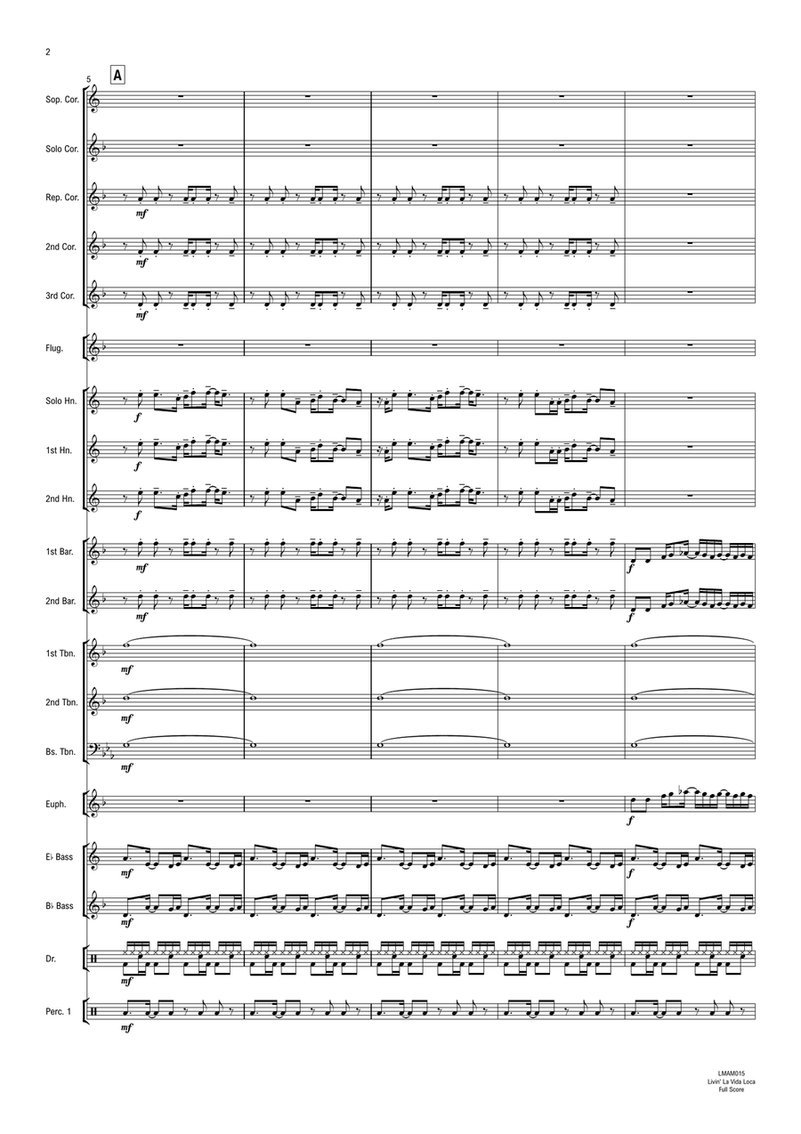 Livin' La Vida Loca Brass Band scores gallery preview page 3