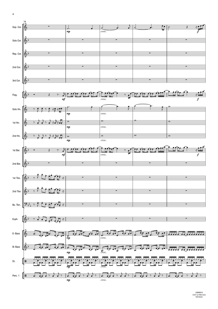 Livin' La Vida Loca Brass Band scores gallery preview page 5