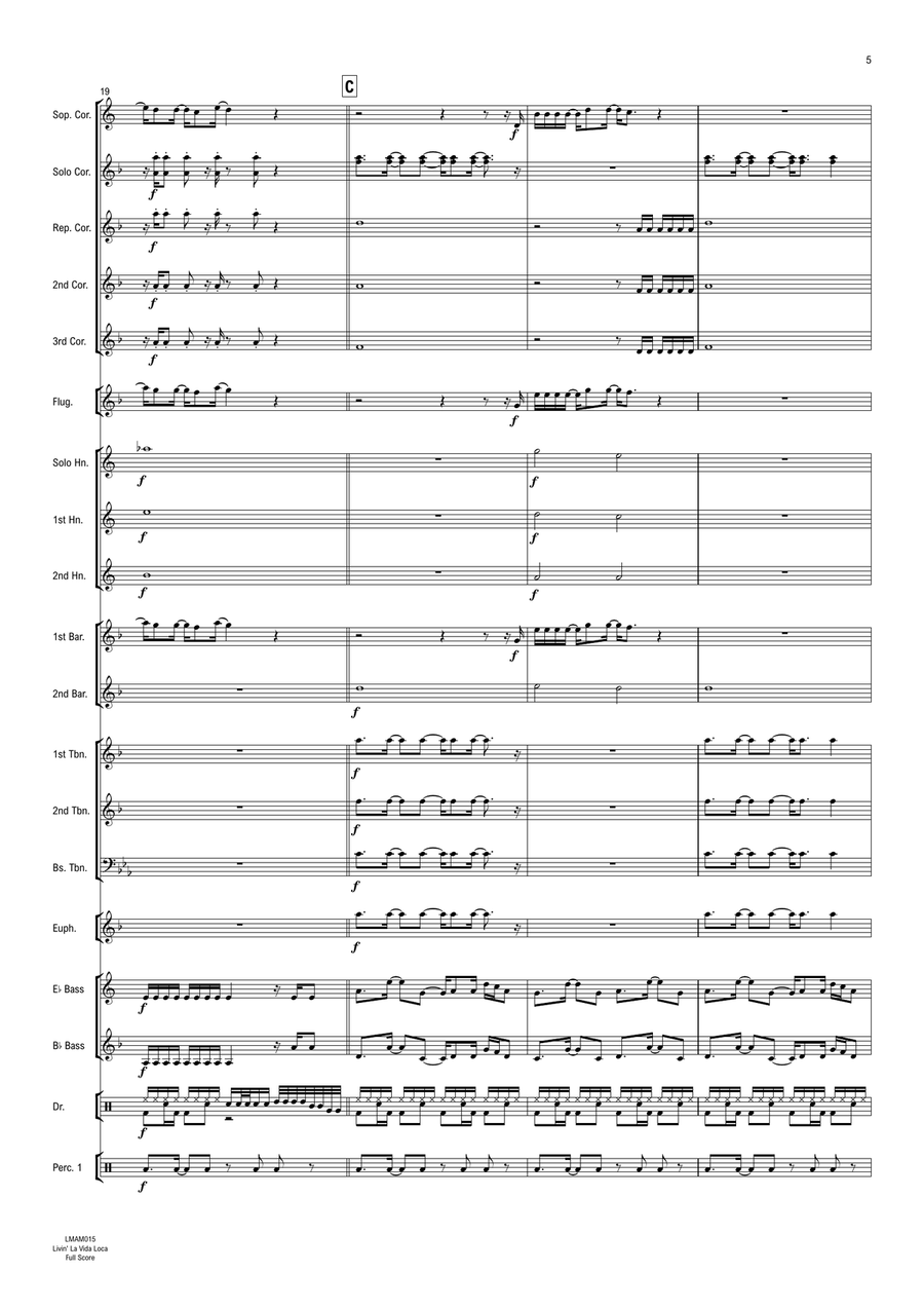 Livin' La Vida Loca Brass Band scores gallery preview page 6