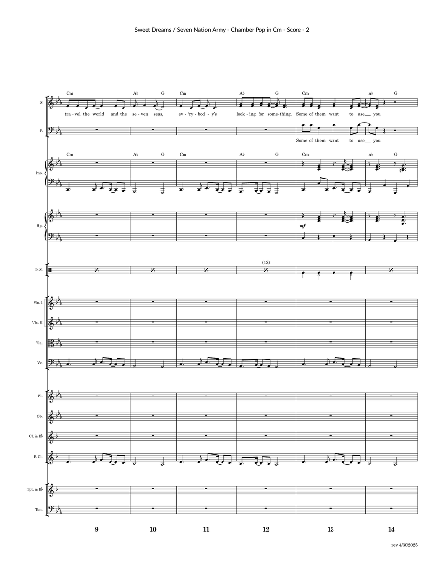 Seven Nation Army / Sweet Dreams Mash Up Large Ensemble scores gallery preview page 2