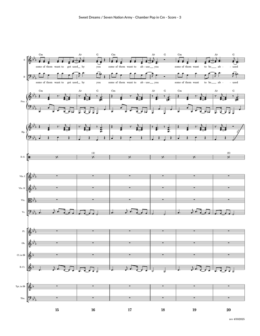 Seven Nation Army / Sweet Dreams Mash Up Large Ensemble scores gallery preview page 3