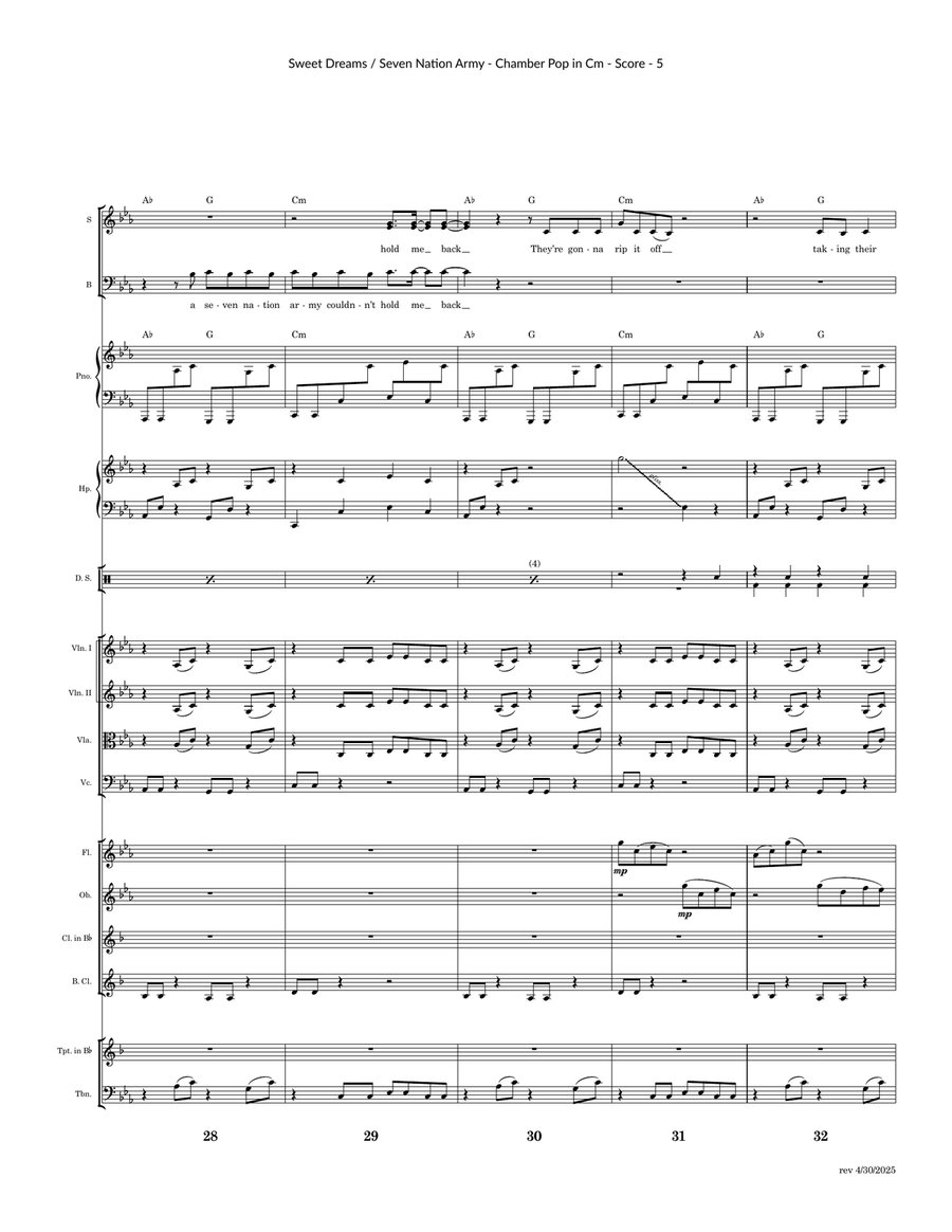 Seven Nation Army / Sweet Dreams Mash Up Large Ensemble scores gallery preview page 5