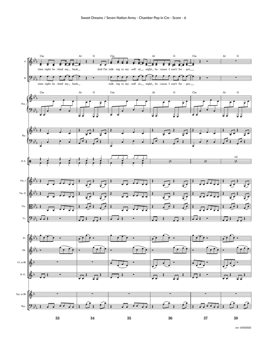 Seven Nation Army / Sweet Dreams Mash Up Large Ensemble scores gallery preview page 6