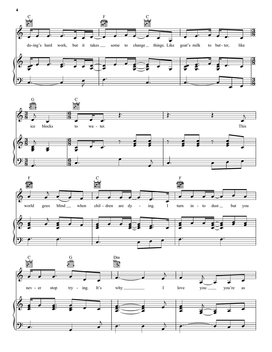Pure As The Driven Snow (from The Hunger Games: The Ballad of Songbirds & Snakes) Piano, Vocal, Guitar scores gallery preview page 4