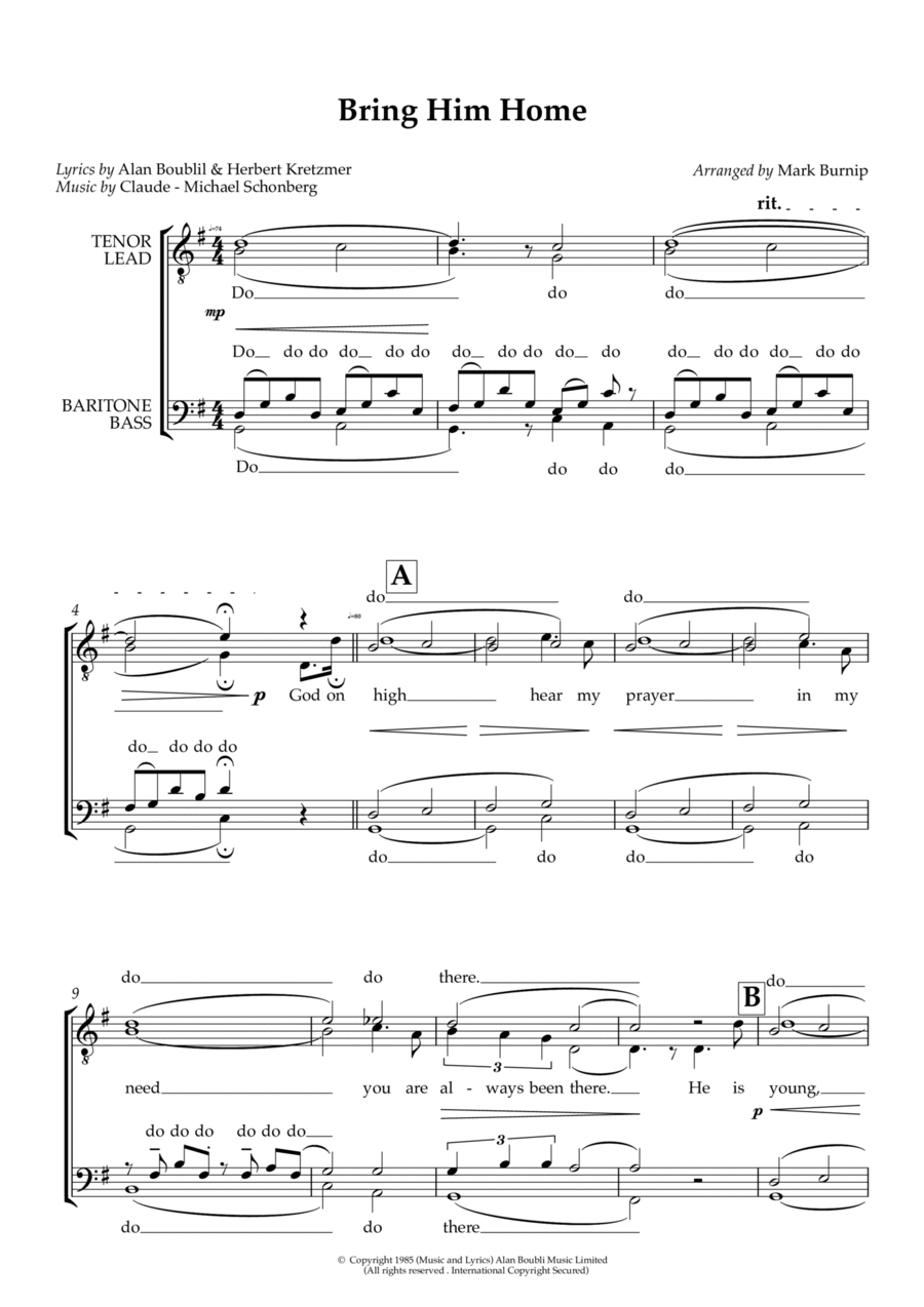 Bring Him Home TTBB scores gallery preview page 1