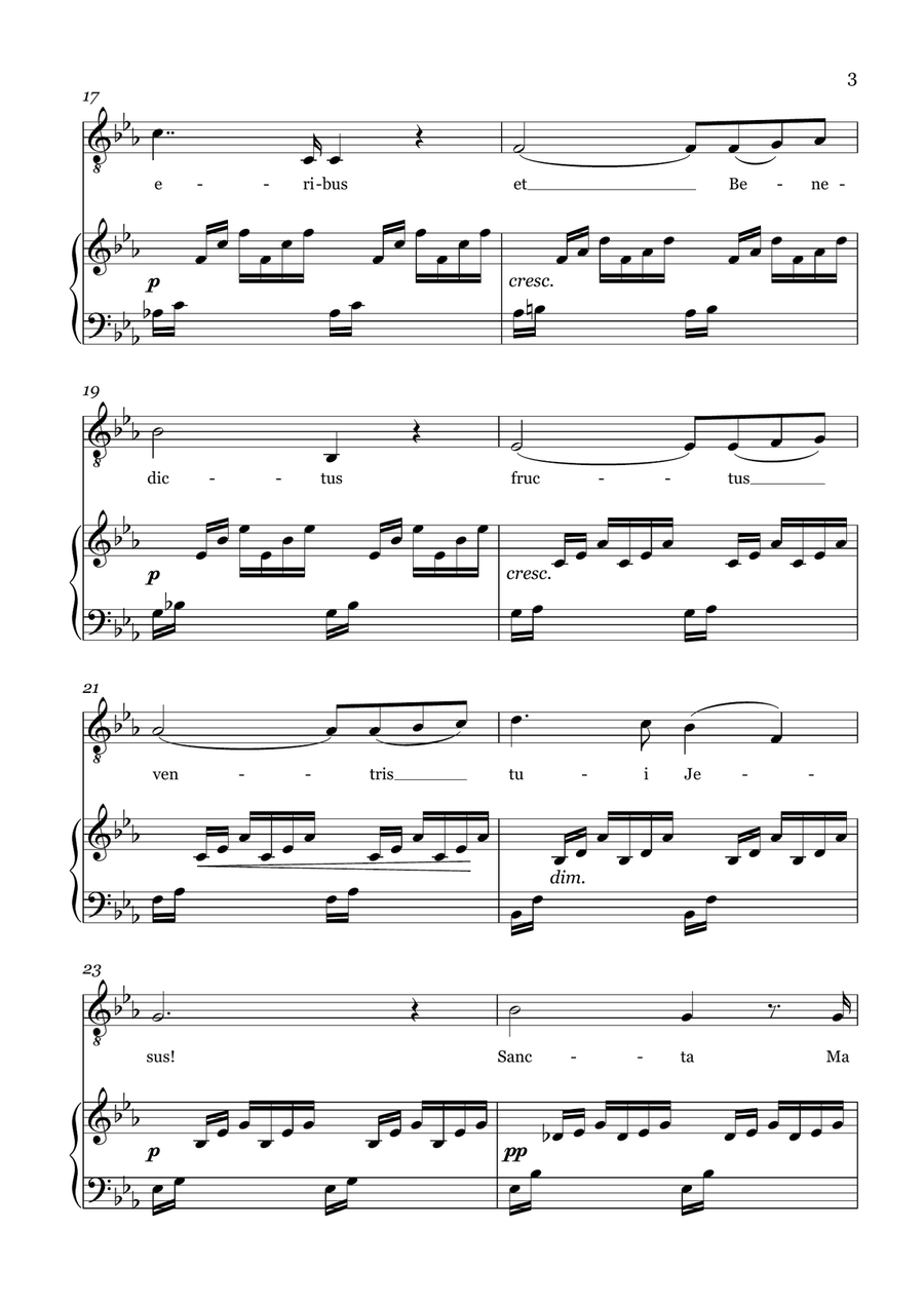 AVE MARIA - Bach/Gounod. For Soloist Tenor in E-flat Major with Piano Accompaniment Voice scores gallery preview page 3