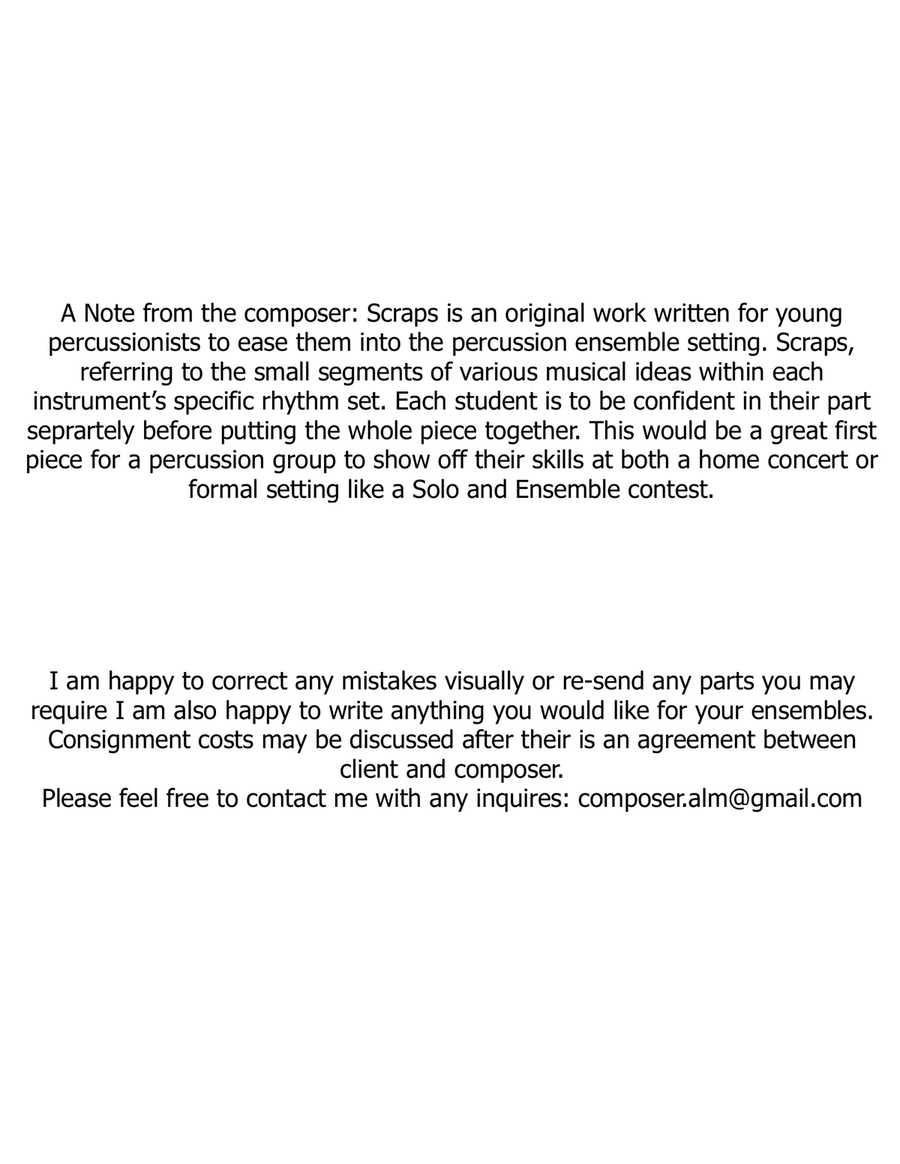 Scraps for Junior High Percussion Ensemble Percussion Ensemble scores gallery preview page 2