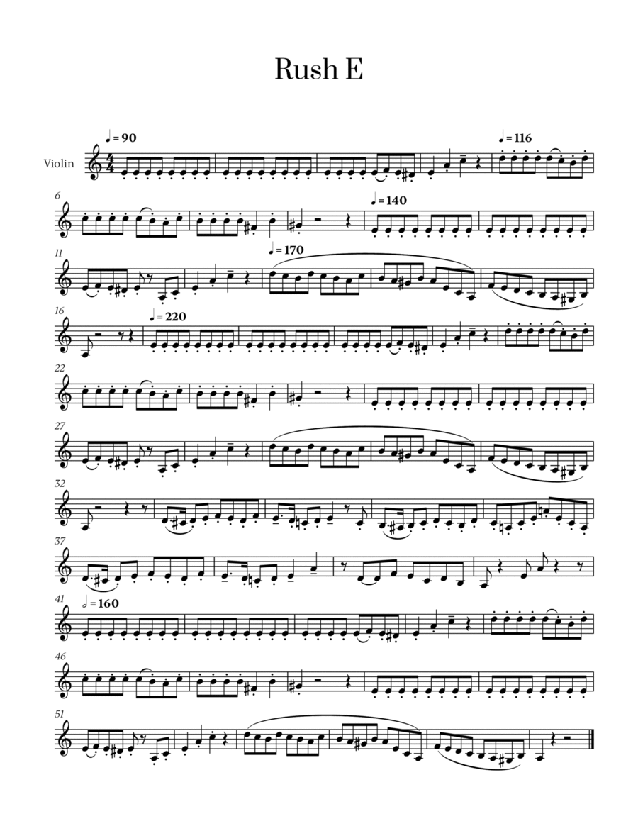 Rush E Violin Solo scores gallery preview page 1