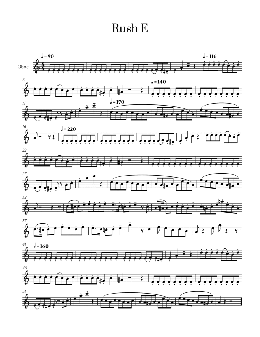 Rush E for Oboe Solo Oboe Solo scores gallery preview page 1