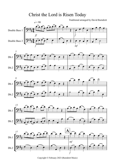 Christ the Lord is Risen Today for Double Bass Duet