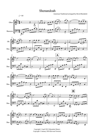 Shenandoah for Oboe and Bassoon Duet