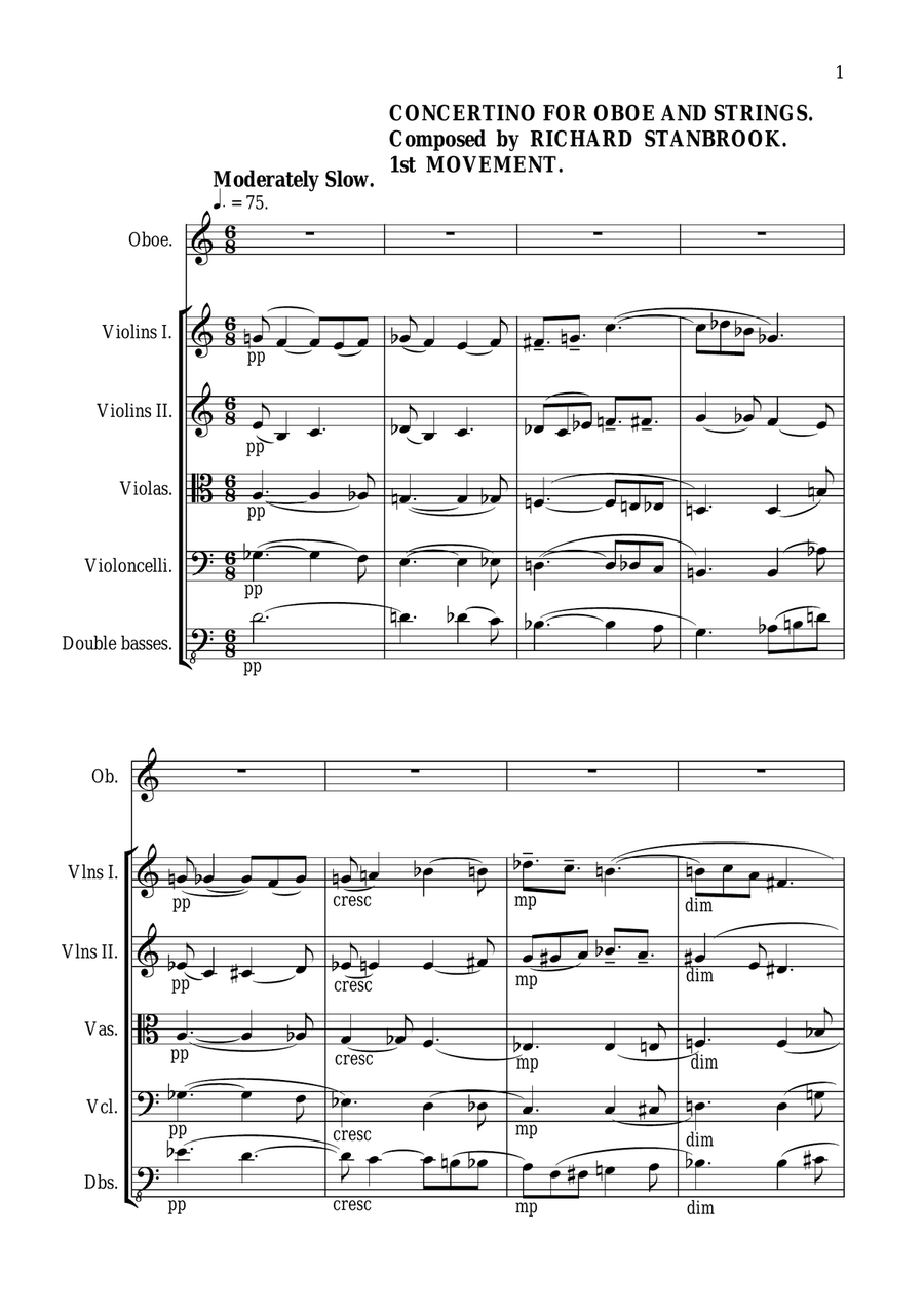 Concertino for Oboe and Strings - by Richard Stanbrook Large Ensemble scores gallery preview page 2