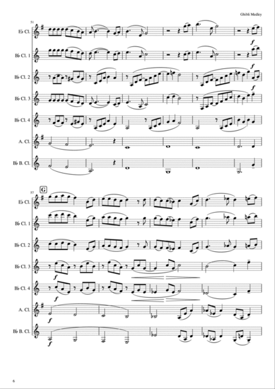 Ghibli Medley for Clarinet Choir Clarinet Choir scores gallery preview page 6