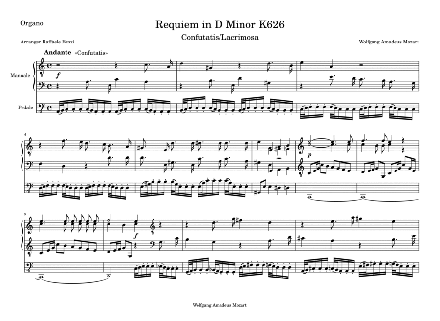 Confutatis / Lacrimosa Organ Solo scores gallery preview page 1