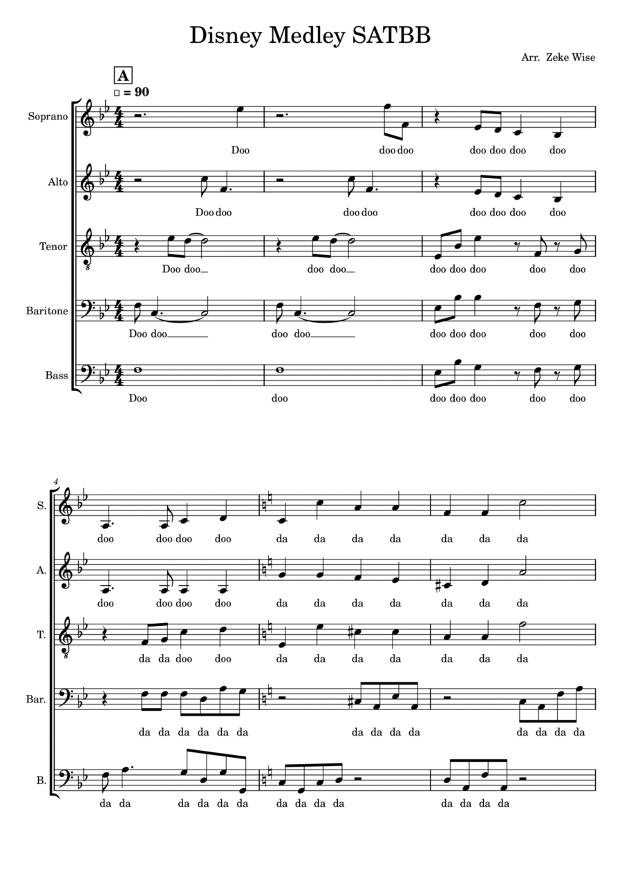 Disney Medley SATBB A Cappella scores gallery preview page 1