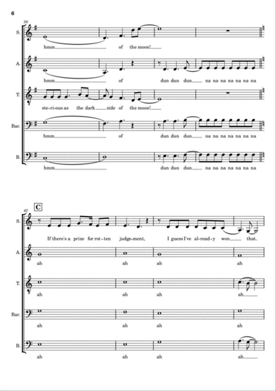 Disney Medley SATBB A Cappella scores gallery preview page 6