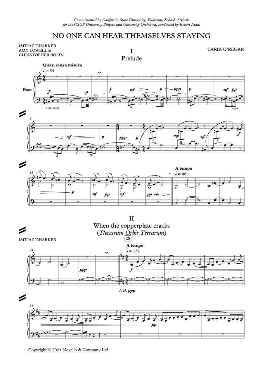 No one can hear themselves staying - Vocal Score Choir scores gallery preview page 1